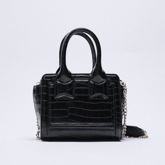 NWOT RARE Zara Animal Print City Bag in Black - Picture 1 of 16